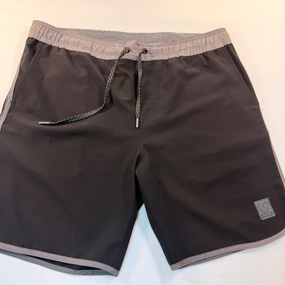 Dixxon Board Shorts Mens Large Black Gray Stretch Swim Trunks Hybrid Surf Zipper